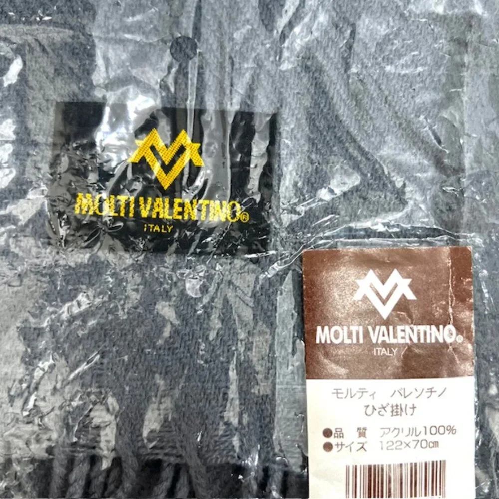 New in Bag MOLTI VALENTINO Italy Scarf Men/Women 100% Wool, Gray Fringed 68